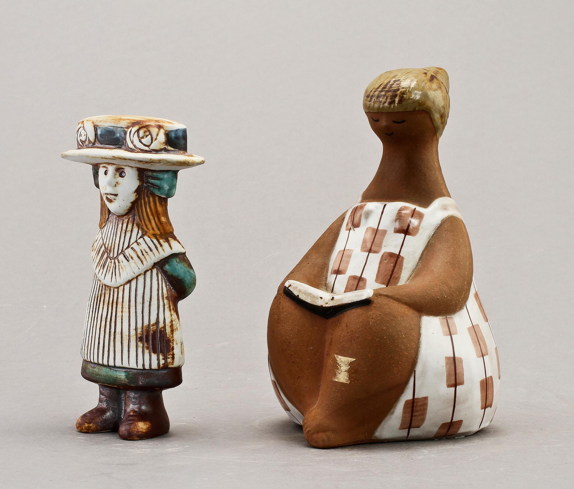 FIGURINER, 2 st, stengods, Lisa Larson. Gustavsberg.