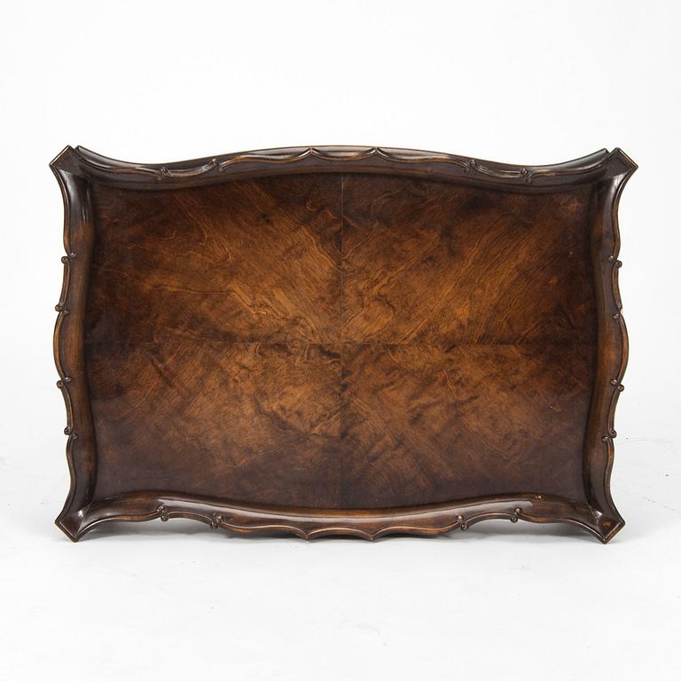 SATSBORD, 2-delat, Chippendale-stil, 1930-tal.