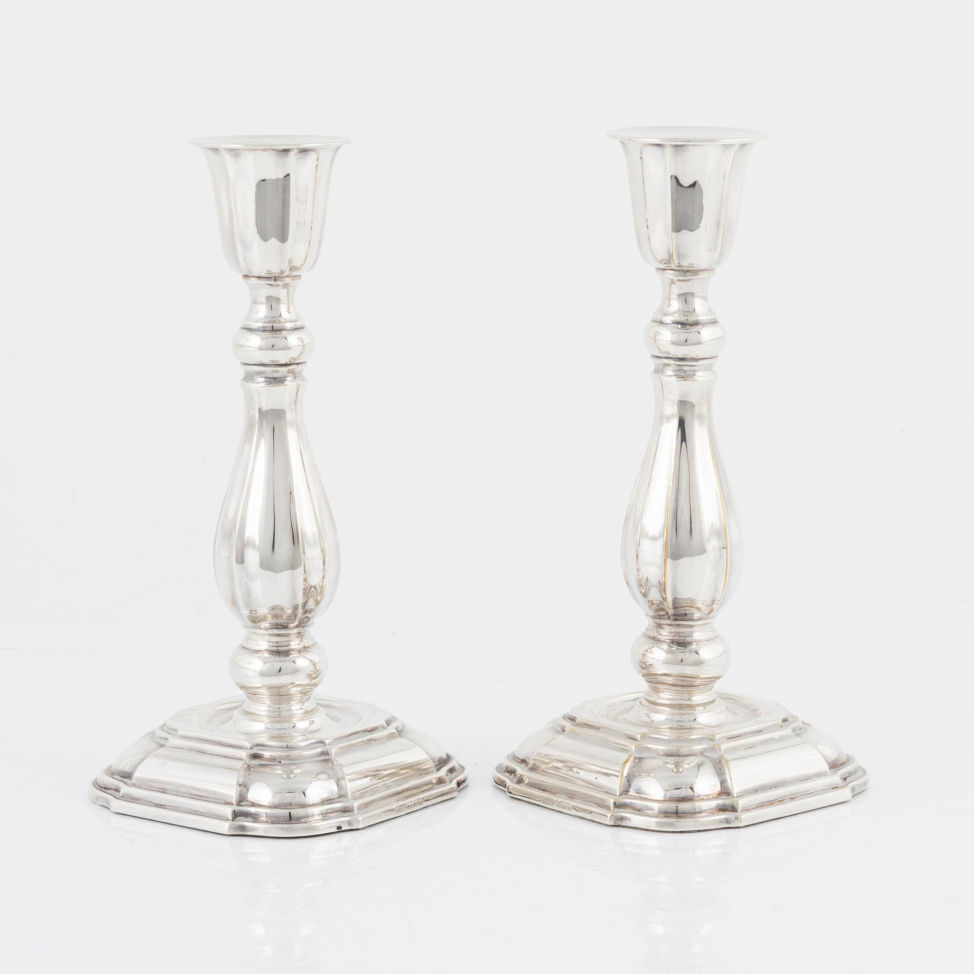 A pair of silver candle sticks, Ceson, Gothenburg, Sweden, 1992.
