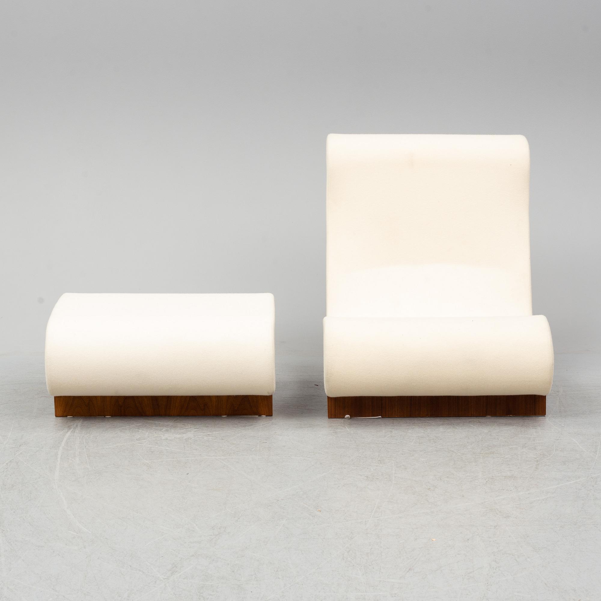 JØRN UTZON, an 'Aurora' esy chair and ottoman Trio Line, Denmark.