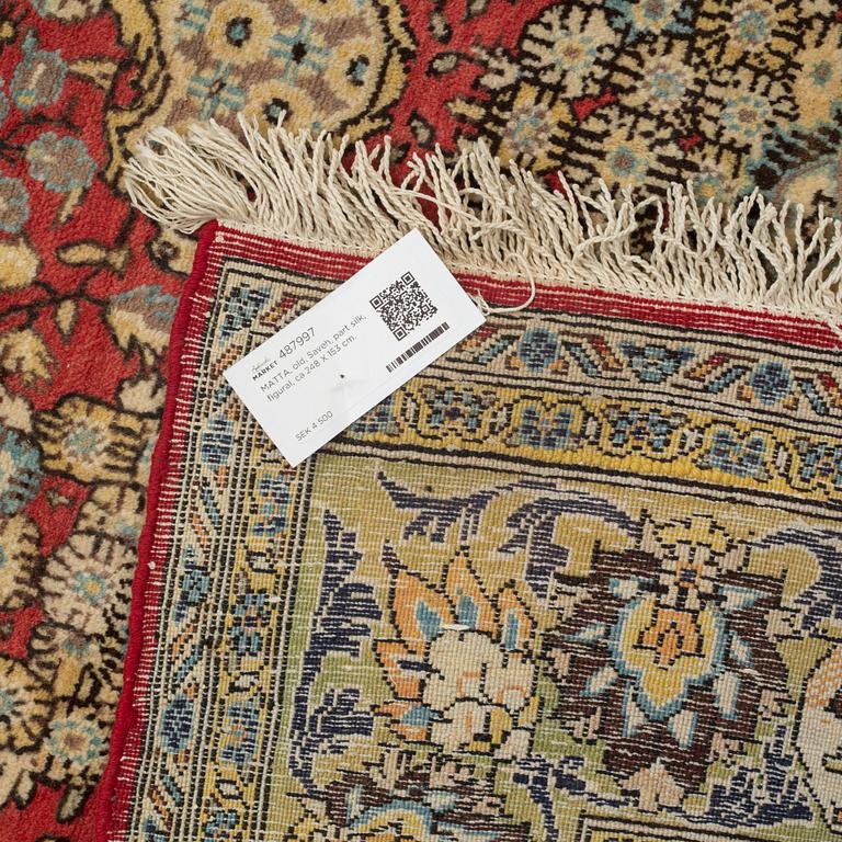 MATTA, old, Saveh, part silk, figural, ca 248 X 153 cm.