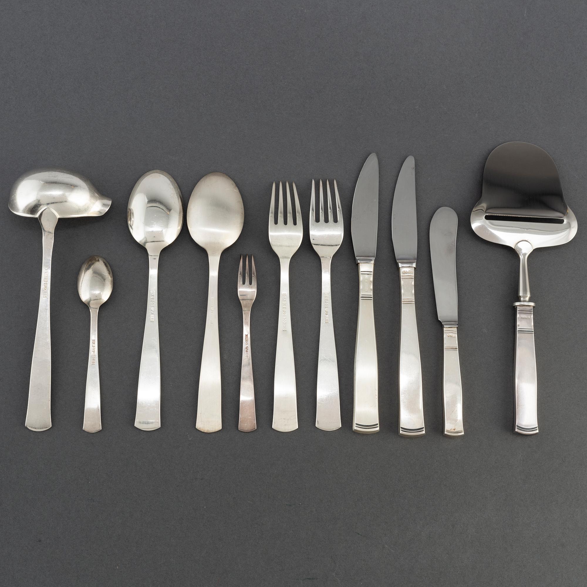 JACOB ÄNGMAN, a 73-piece silver cutlery service 'Rosenholm' from GAB, 1969-89.