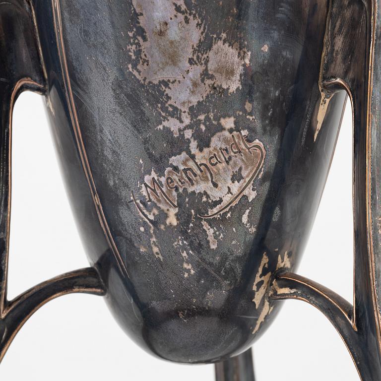 Floor vase, nickel silver, Art Nouveau, signed H Meinhardt, circa 1900.