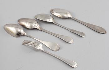 BESTICK, 21 st, silver, mestadels Sverige, 1800-tal samt sekelskiftet 1900, total vikt 1190 gram.