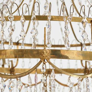 A late Gustavian early 19th Century seven-light chandelier.