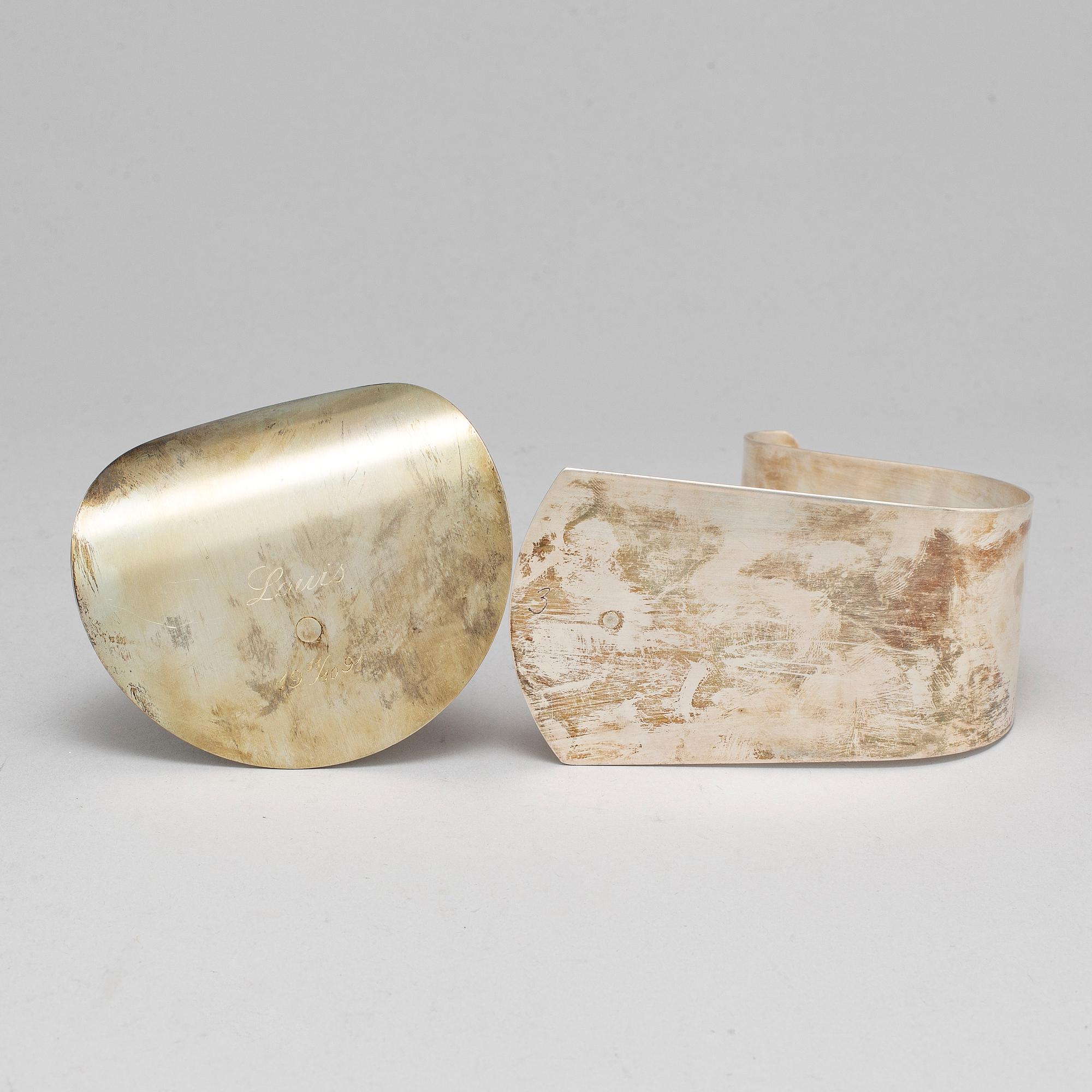 ELON ARENHILL, two silver candlesticks, Malmö 1991 & 2003.