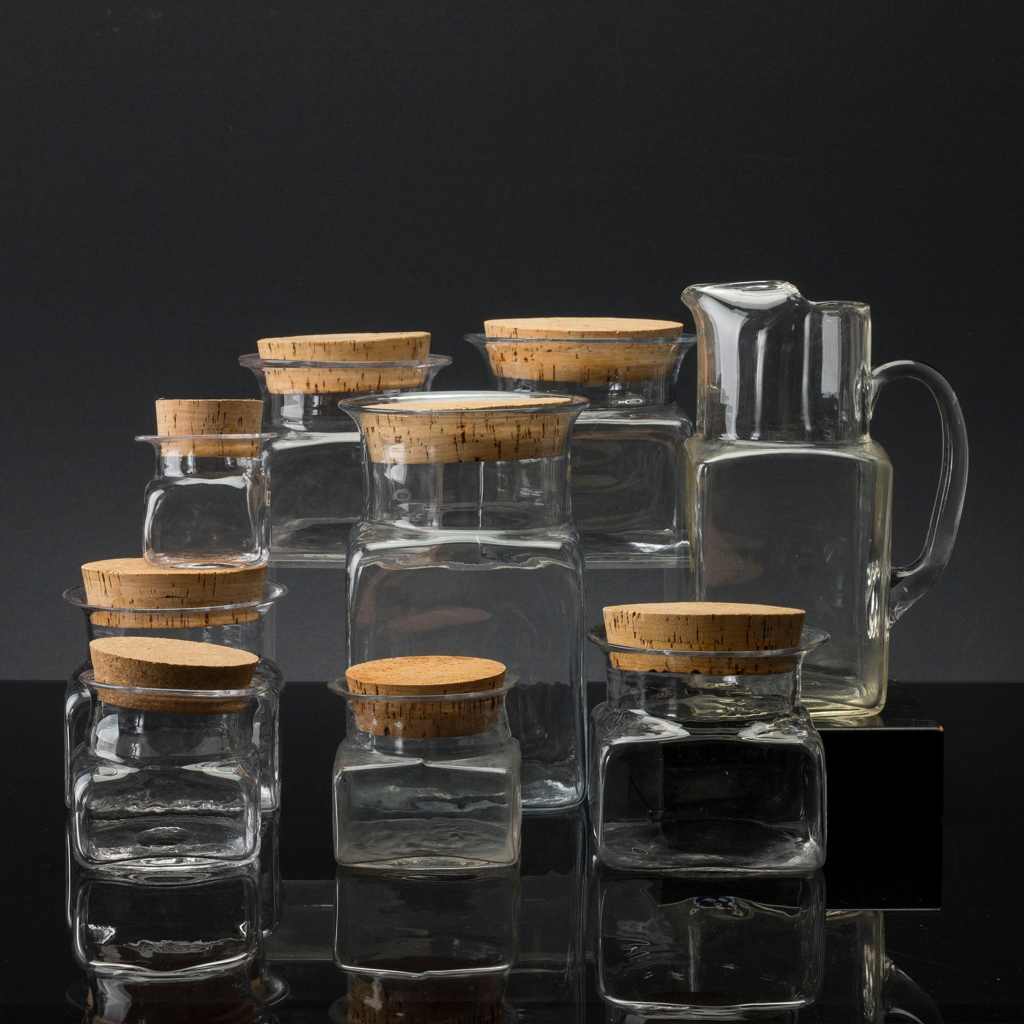 SIGNE PERSSON-MELIN, glas,  8+1 st, "Sill i kvadrat" för Boda Nova 1900-talets andra hälft.