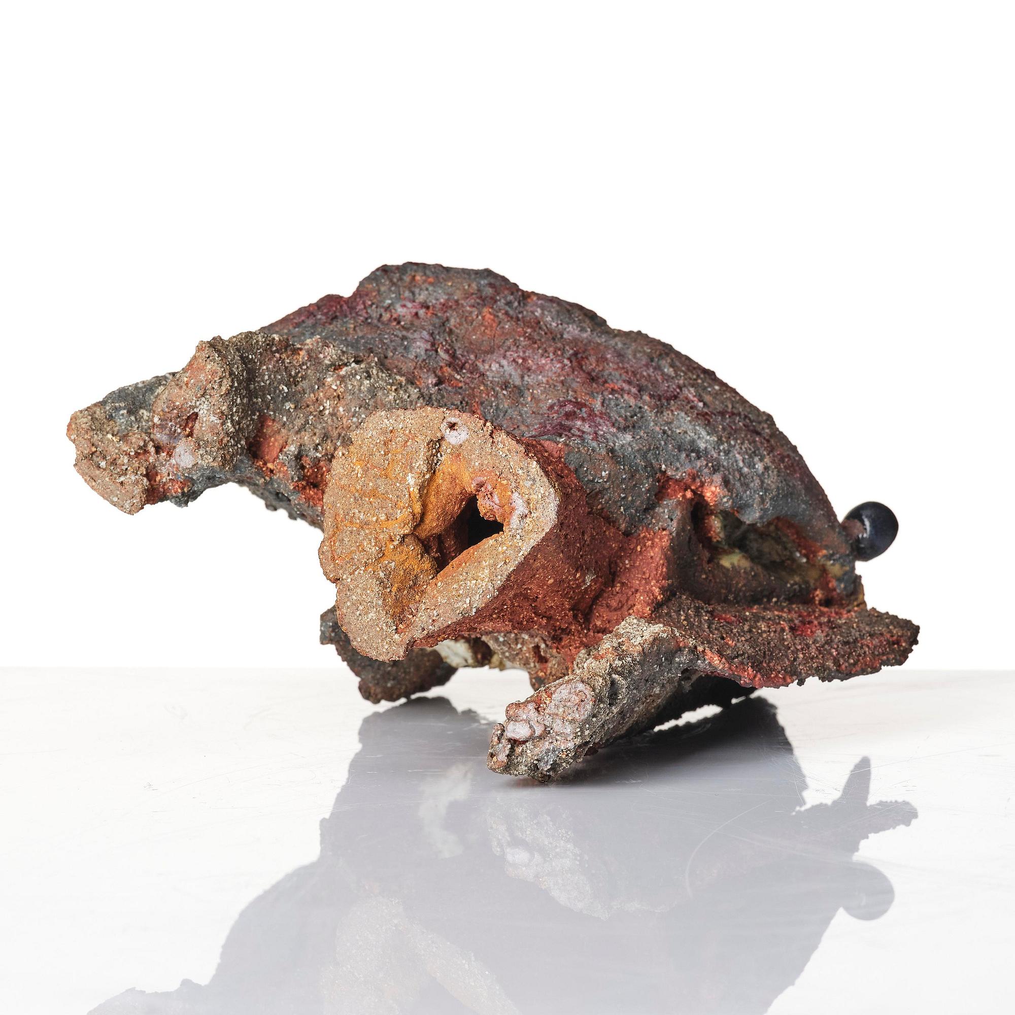 Tyra Lundgren, a stoneware sculpture of birds, own studio, Bredkvie, Sweden, 1969.