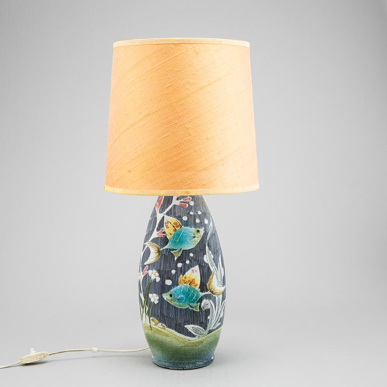 A 1950's/60's 'Fiskar' earthernware table lamp from Tilgmans.
