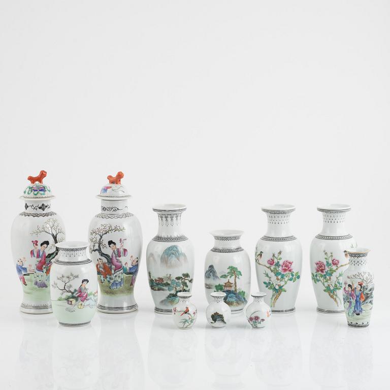 Eleven porcelain vases, China, second half of the 20th century.