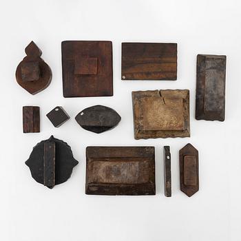 Tolv trästämplar för textil, Persien (Iran), 1900-tal.