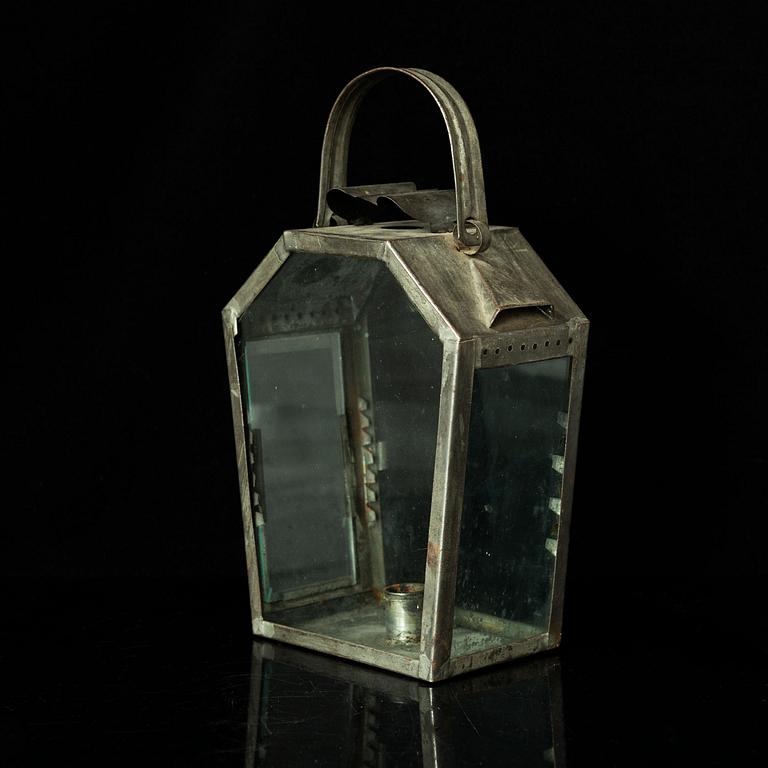 An 18th century tinplate lantern.