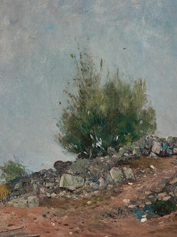 Carl Fredrik Hill, "Väg med sittande hund, Fontainebleau".