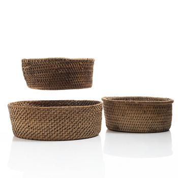 Root baskets, 3 pcs, folk art, 19th century.