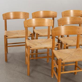 Six BØRGE MOGENSEN "J39" chairs, Denmark.