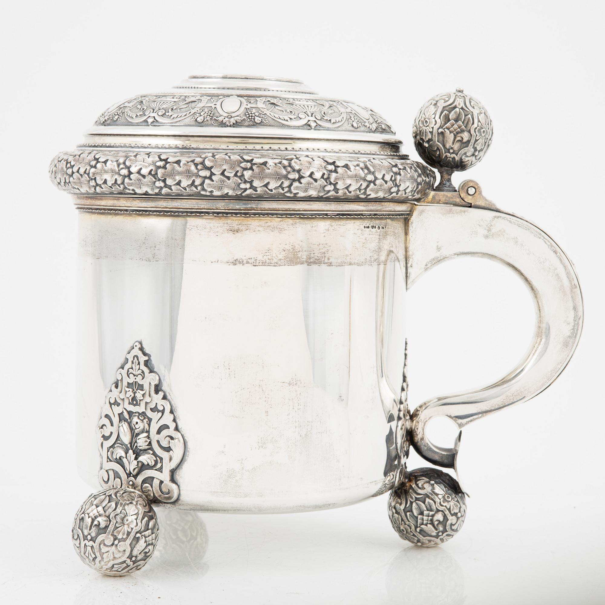 A silver Baroque style tankard, GAB, 1920.
