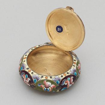 A Russian 20th century silver-gilt and enamel, unidentified  makers mark, Moscow 1908-1917.