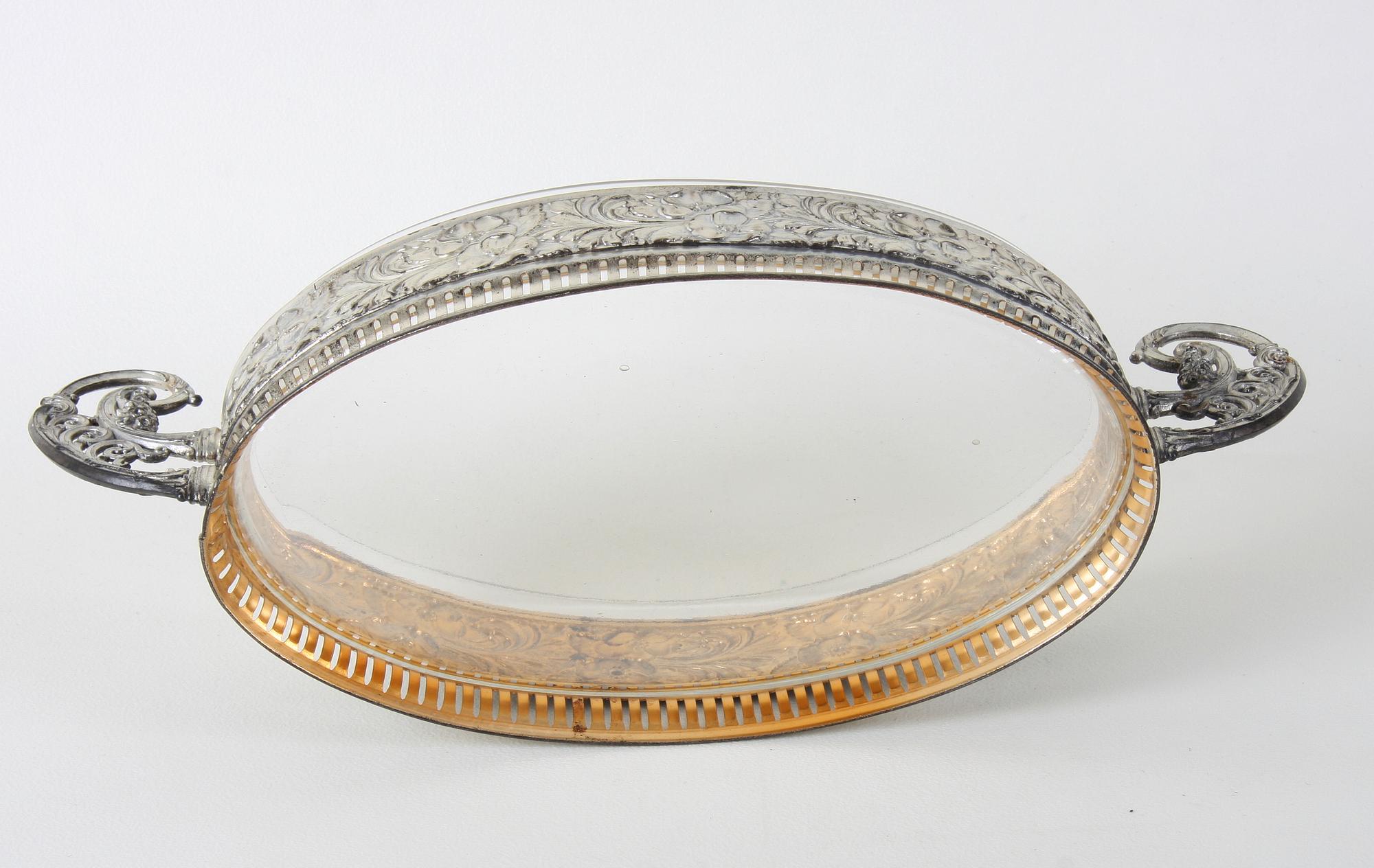 JARDINIERE, jugendstil, glas och metall.