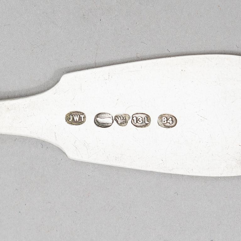 Finnish, 19th-century silver dinner and teaspoons, ten pieces, Jakobstad 1862 and Helsinki 1883.