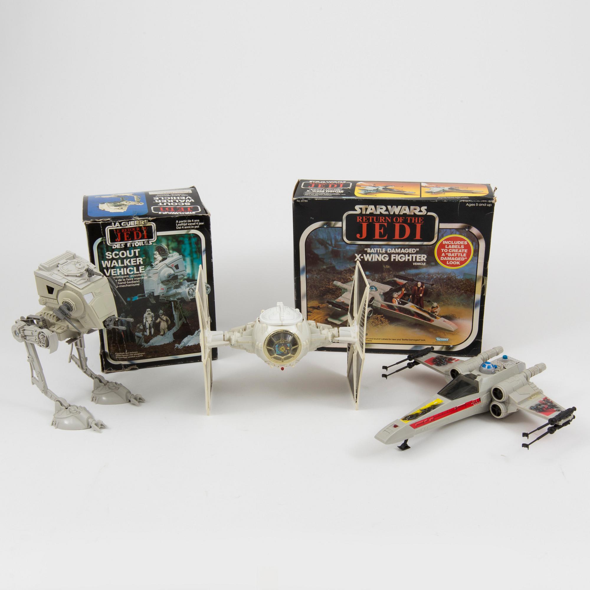 STAR WARS, At-St, X-wing fighter samt Tie fighter, Kenner och Palitoy, 1970/80-tal.