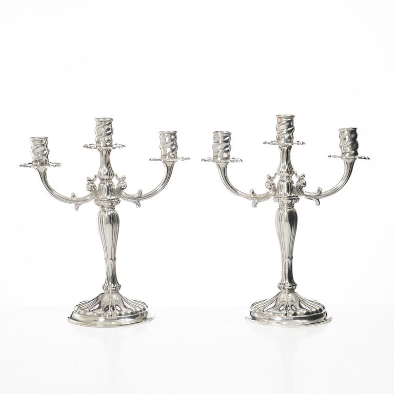 Candelabras, a pair, silver, 20th century.