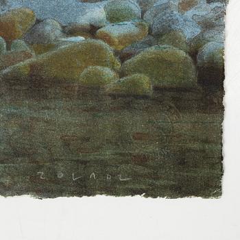 Stanislaw Zoladz, Sunlit rocky beach.