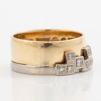 Claës E. Giertta, ring 18K guld och vitguld med runda briljant- och åttkantslipade diamanter.