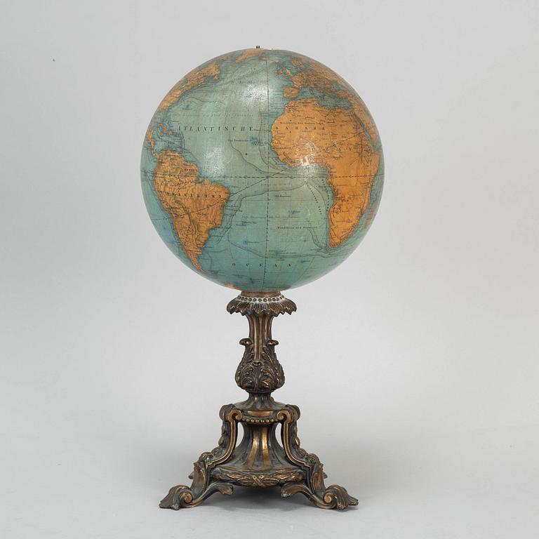 A miniature terrestrial globe, marked Adami Berlin Verlag von Dietrich Reimer 1856,