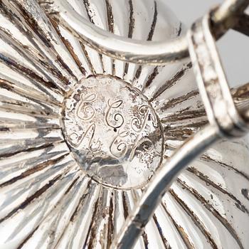 A Swedish Empire silver sugar bowl with sugar spoon, mark of Carl Lindström, Borås 1842.