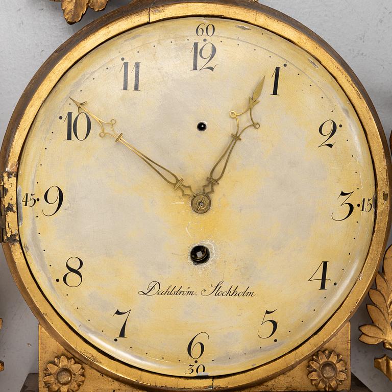 A late Gustavian wall clock, signed Isreal Dahlström (active in Stockholm, Sweden, 1792-1829).