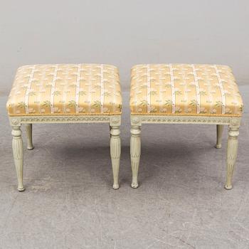 A pair of late gustavian stools, ca 1800.