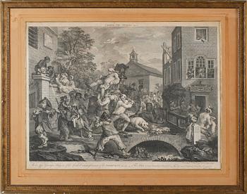 WILLIAM HOGARTH, efter, 2 st, kopparstick, 1700-tal.