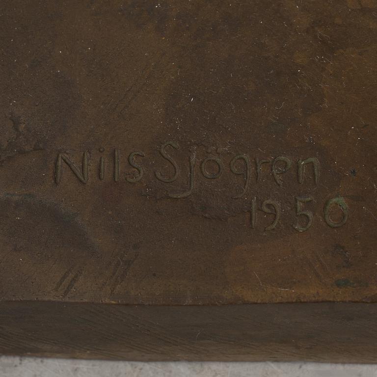 NILS SJÖGREN, Sculpture. Bronze, height 131 cm. Signed and dated 1950. Foundry marks Herman Bergman Fud.