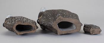 SKULPTURER 3 st, lergods. Göran Andersson, Upsala Ekeby, 1960-/70-tal.
