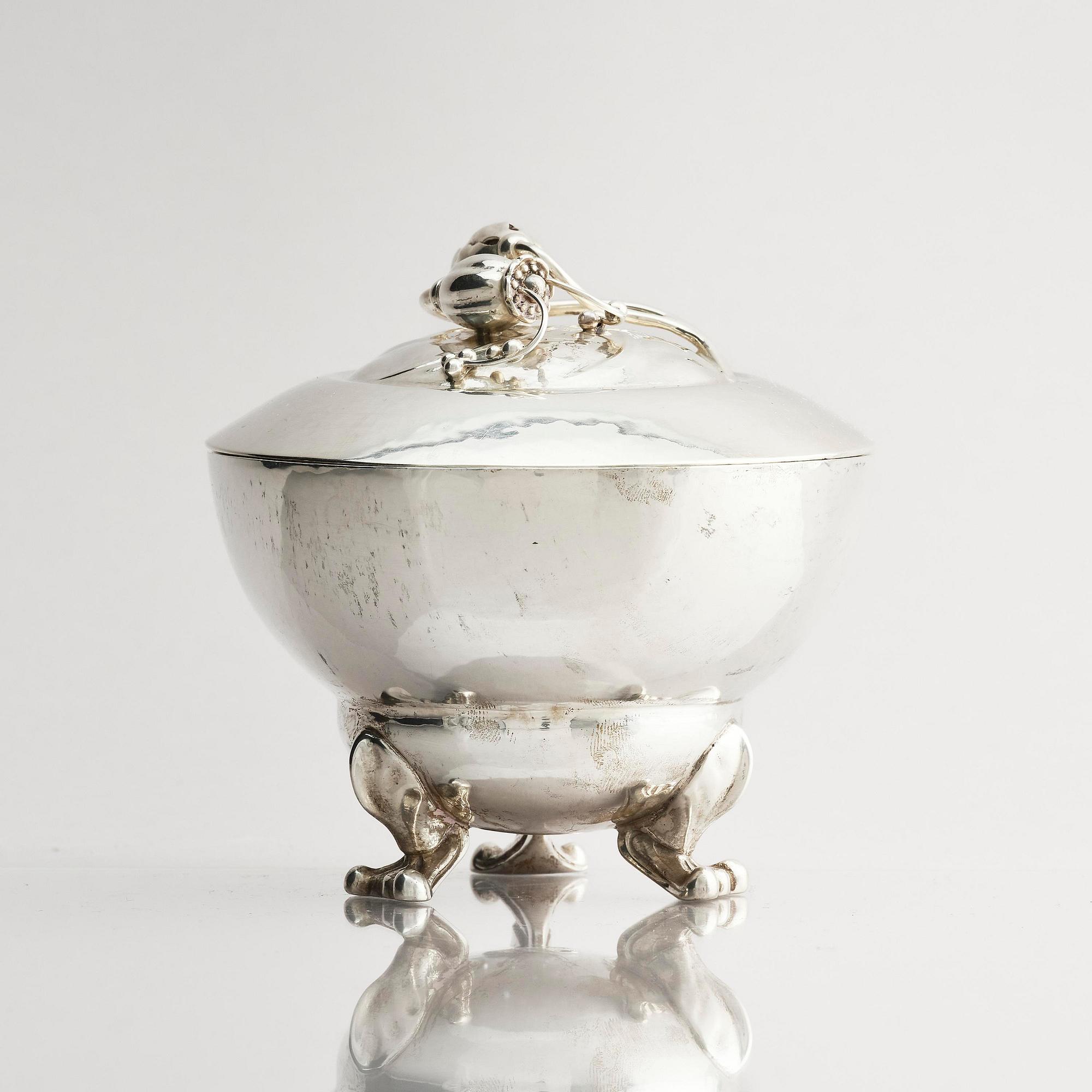 Georg Jensen, a silver bowl with lid, 'Blossom', design no 126, Copenhagen circa 1915-1921.