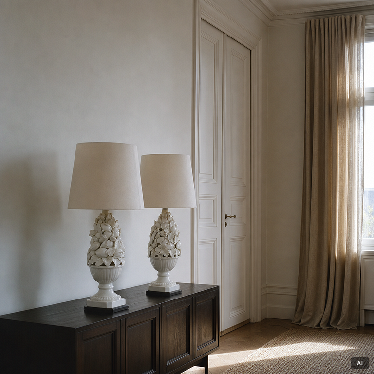 Table lamps, a pair, porcelain, 20th century.