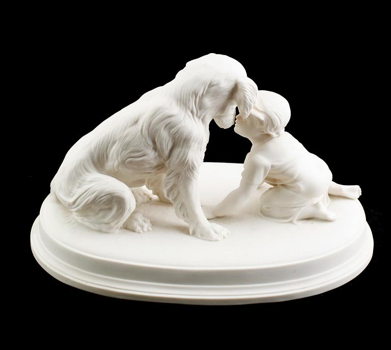 SKULPTUR, parian, "Kan du inte tala?", Gustafsberg, 1902.