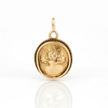 HÄNGEN, 2 st samt KEDJA, 18k guld.
