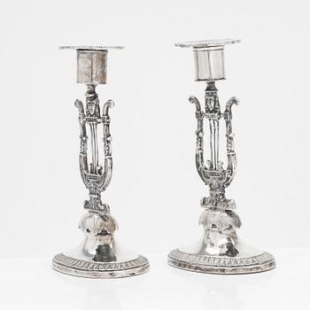 Johan Fredrik Hartman, ljusstakar, ett par, silver, Vasa 1827. Empire.