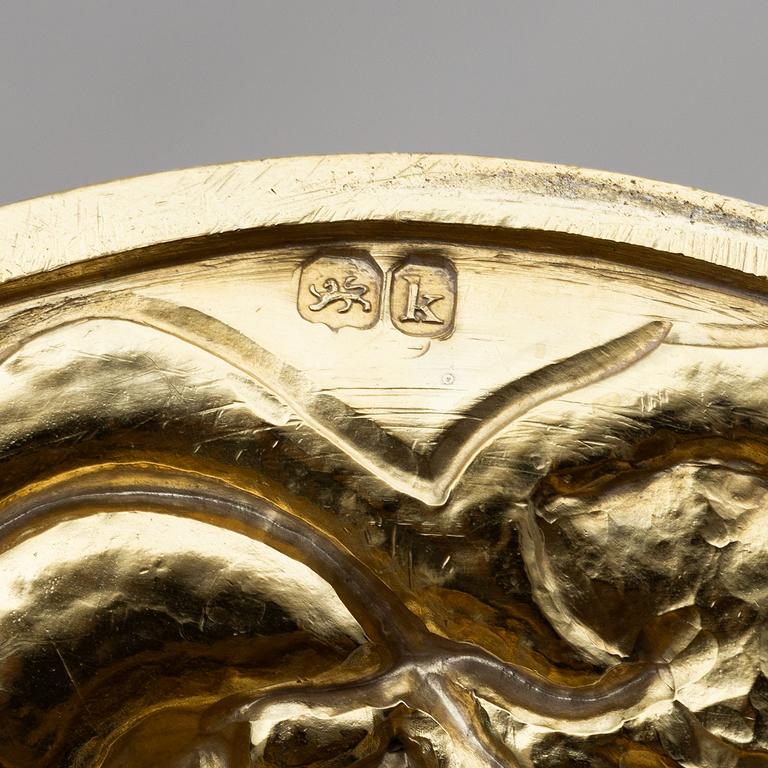 An English silver-gilt teapot with stand and burner, mark of Richard Sibley I, London 1825.