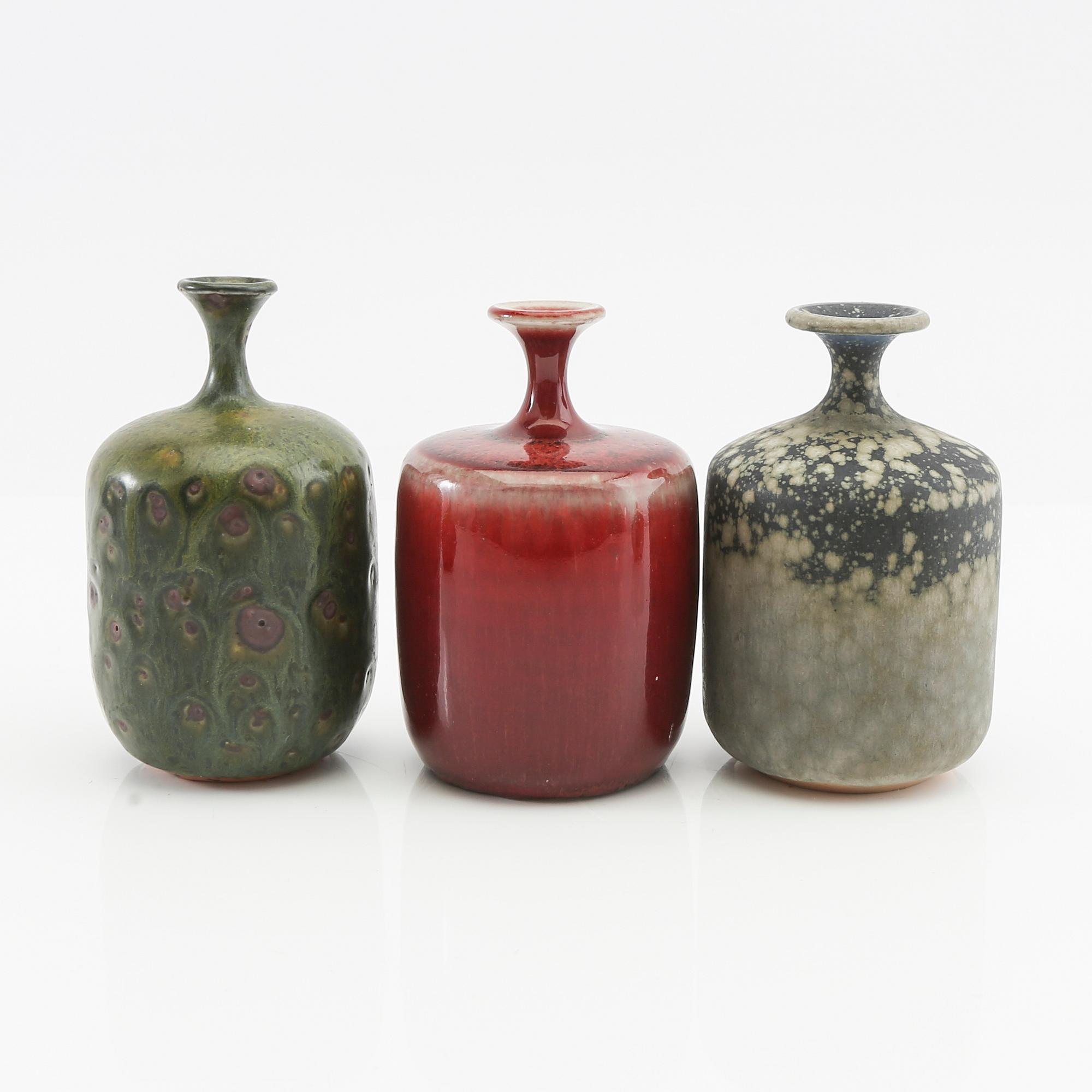 Rolf Palm, vaser och skålar 12 st  signerade glaserat stengods.