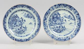 TALLRIKAR, 5 st, porslin, Qianlong, Kina, 1700-tal.
