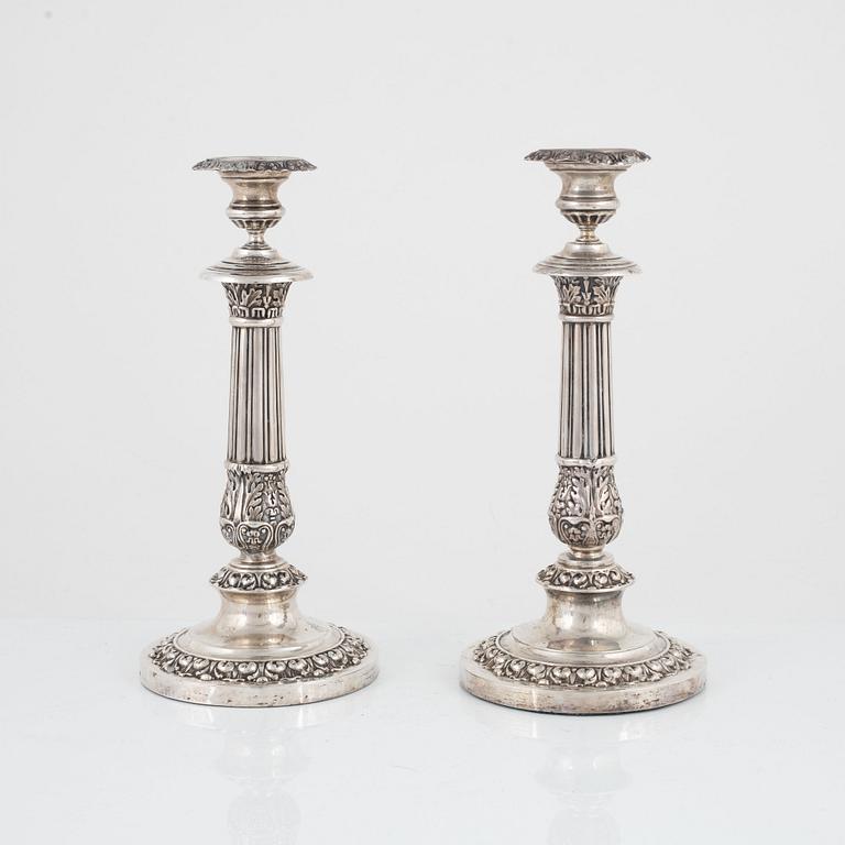 A pair of Swedish silver candlesticks, mark of Gustaf Möllenborg, Stockholm 1837.