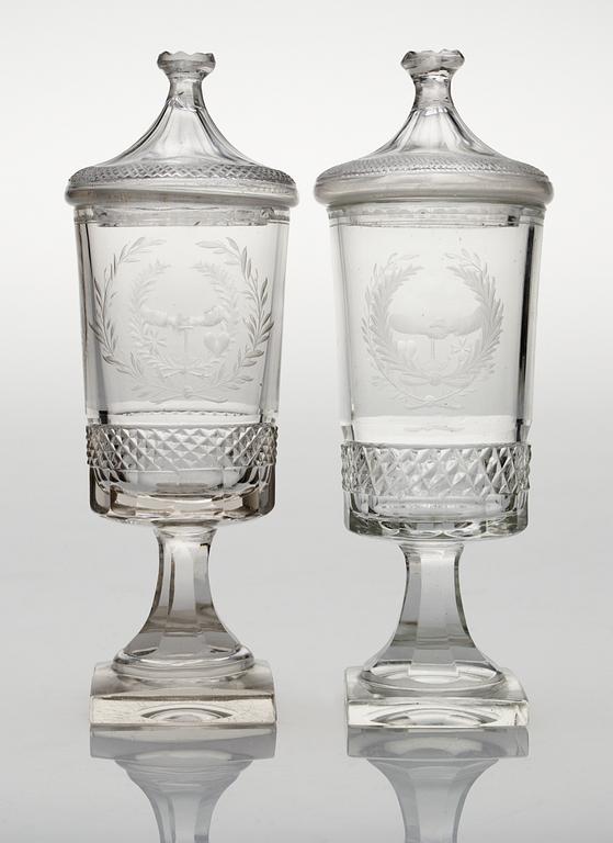 GLAS med LOCK, sex stycken. 1800-tal.