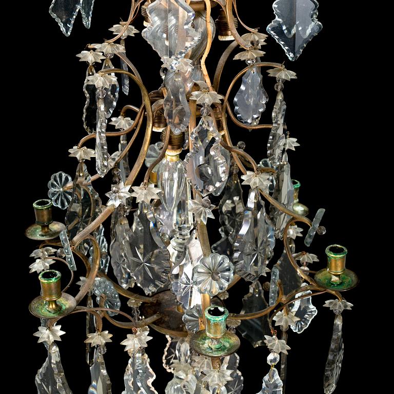 A rococo style chandelier, early 20th century.