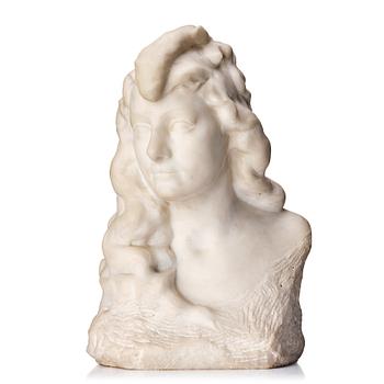 Arsène Matton, sculpture. Signed Matton. Early 20th Century Carrara Marble Bust. Height 46 cm.