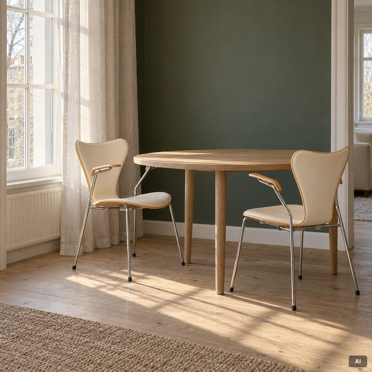 Arne Jacobsen, Armchairs, a pair, “The Seven”, Fritz Hansen, Denmark.