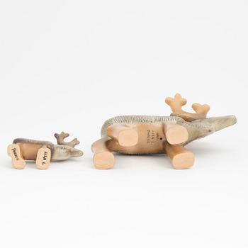 Lisa Larson, two stoneware figurines of reindeers, Gustavsberg.