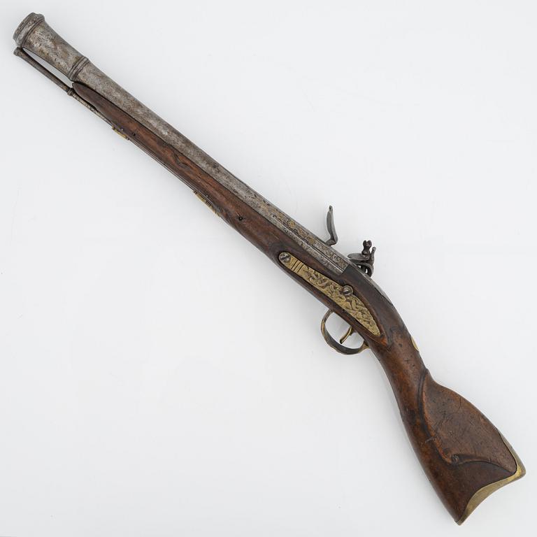 Pistoltrombon med flintlås, 1800-tal.