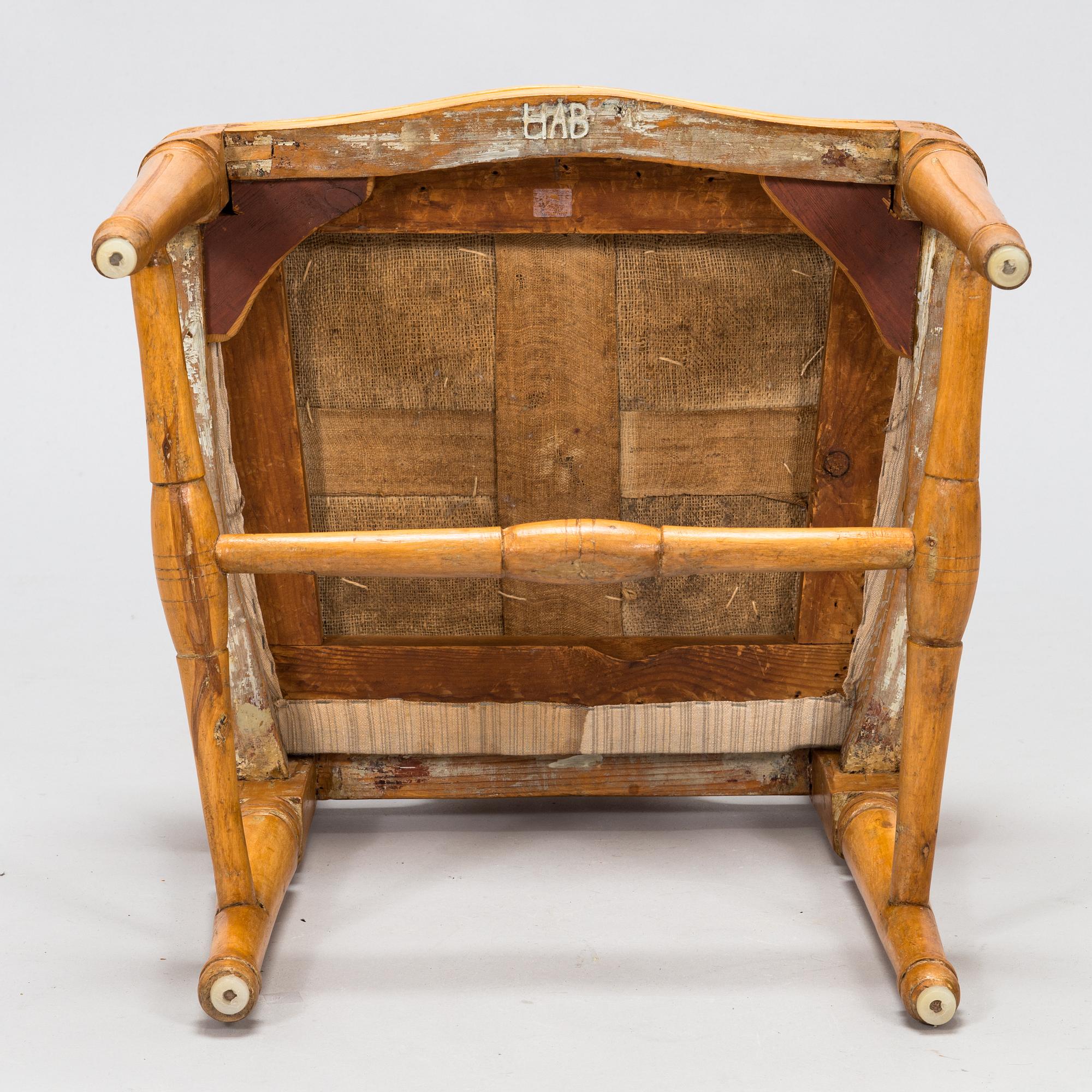 Tuoli ja jakkara, kustavilaiset, noin 1800.